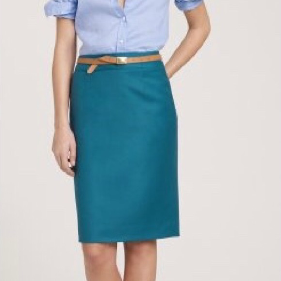 J. Crew Factory Dresses & Skirts - {J Crew} Teal Wool Pencil Skirt